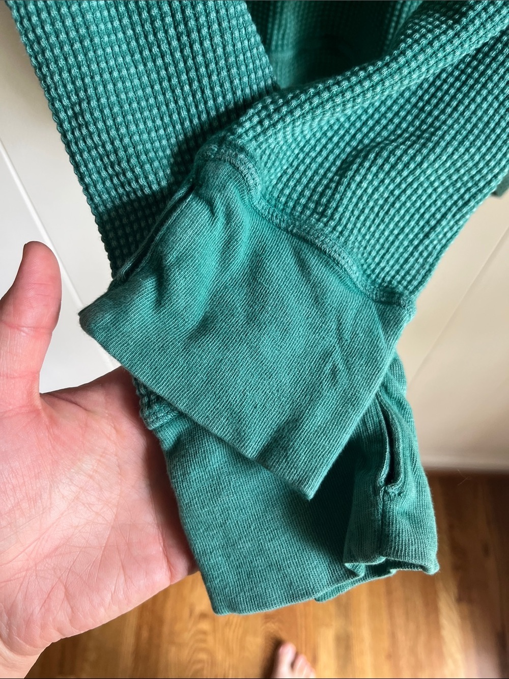 Offline by Aeri Wow! Green Waffle-Knit Long Sleeve Oversized Lounge Tee Sz Med - Picture 6 of 16